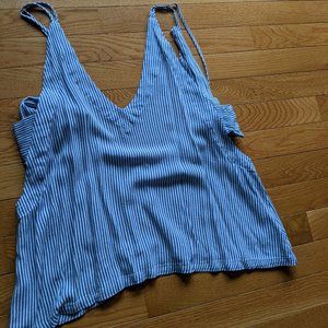 Lulu's Women's Small Blue and White Striped Tank Top